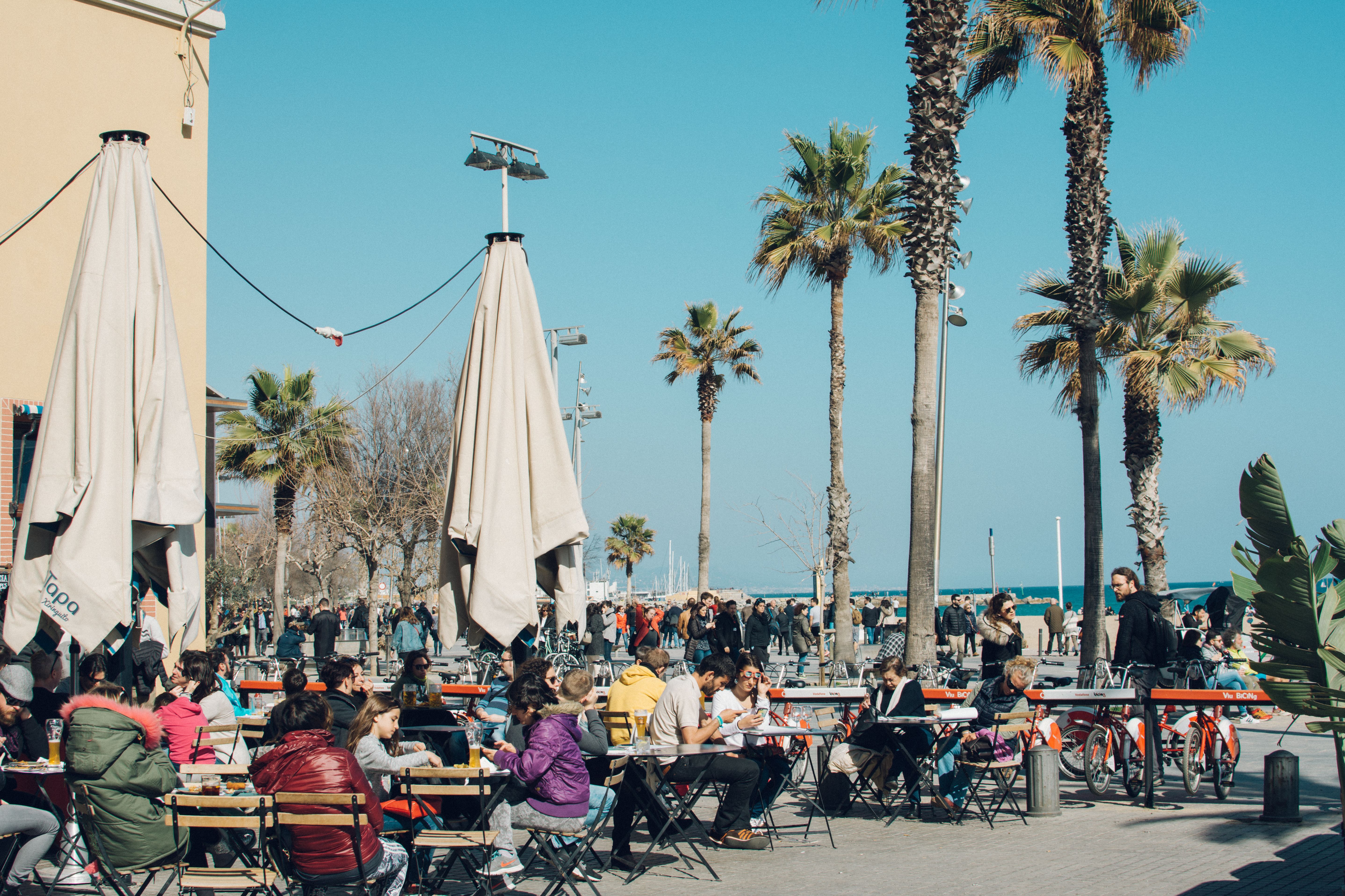 People enjoying an outdoor café in Barcelona
